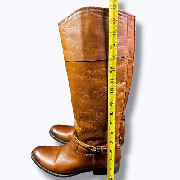 Frye Melissa Seam Boots distressed caramel color - Picture 13 of 15